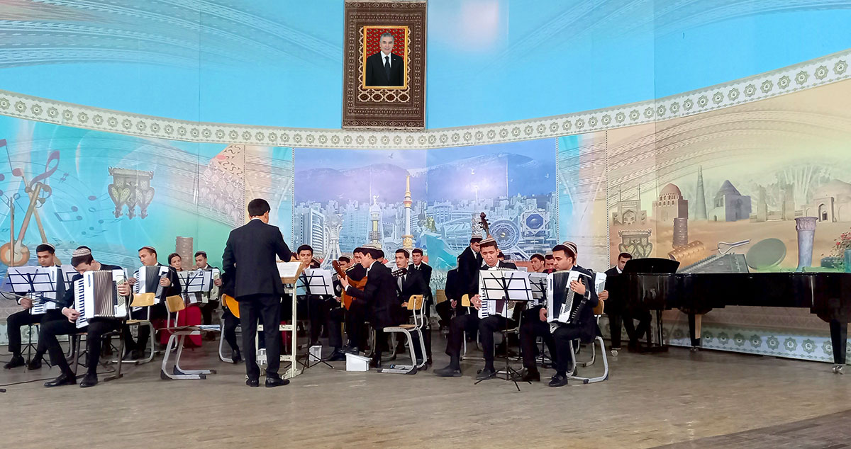 An orchestra of accordionists and guitarists performed the New Year concert