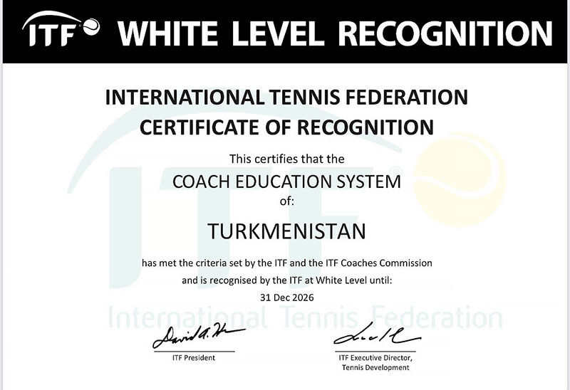 Türkmenistanyň Tennis federasiýasy ITF-iň ýanyndaky okuw merkezi bolar
