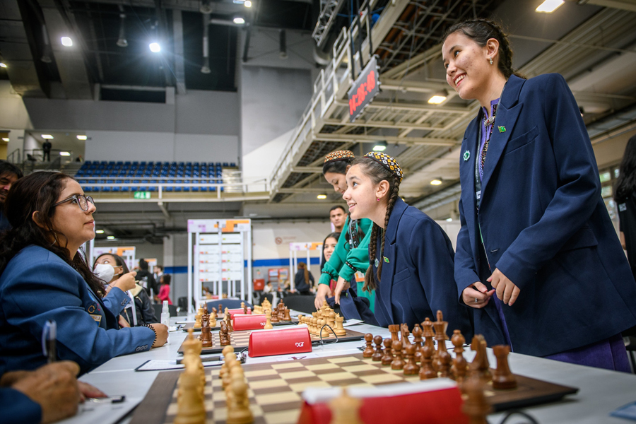 The women's team of Turkmenistan won its fourth victory at the World Chess Olympiad