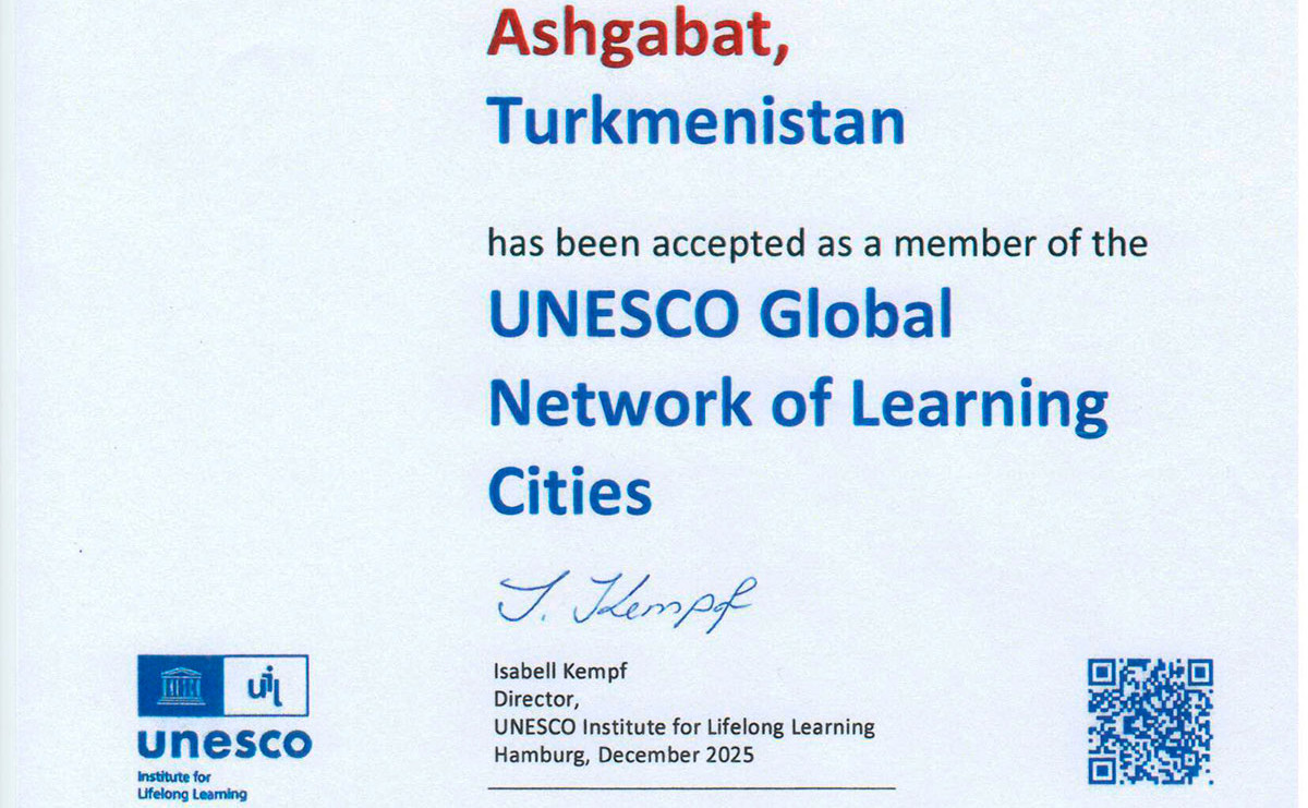 Aşgabat ÝUNESKO-nyň öwreniji şäherleriniň bütindünýä toruna girizildi