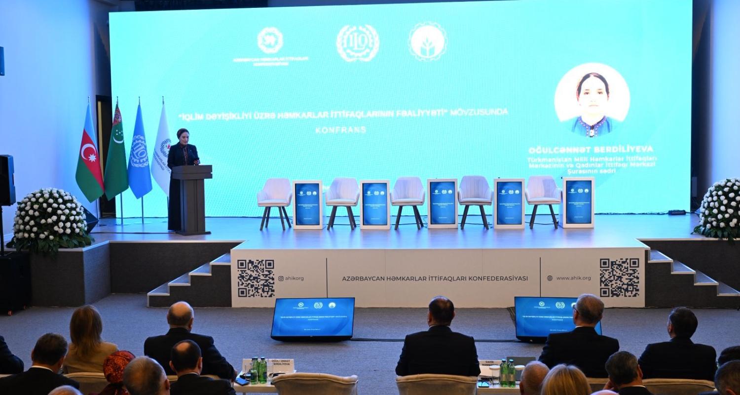 The Chairperson of the National Center of Trade Unions of Turkmenistan arrived in Baku on a working visit