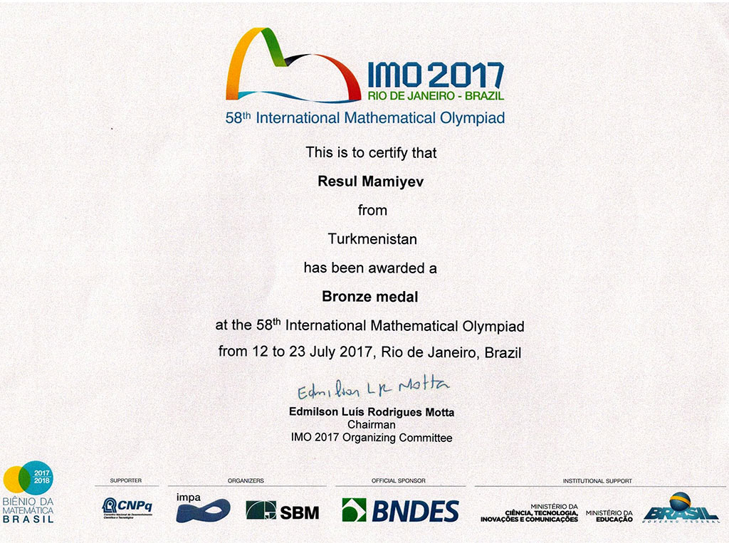 Bronze success of young Turkmen mathematicians 