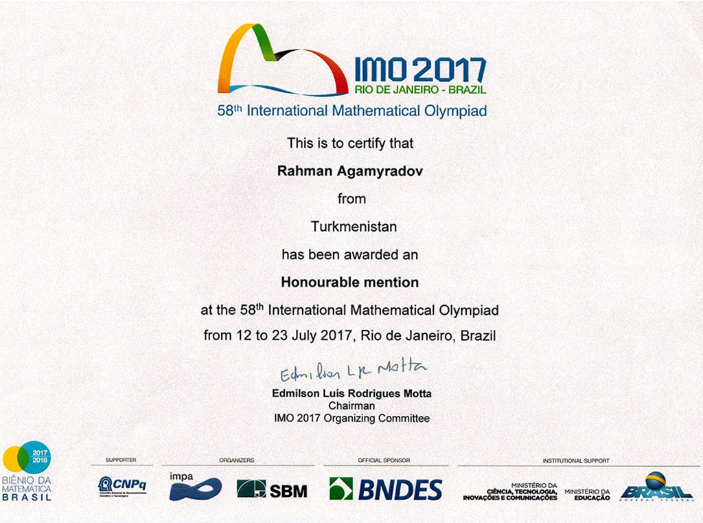 Türkmenistanly matematikleriň bürünç baýragy