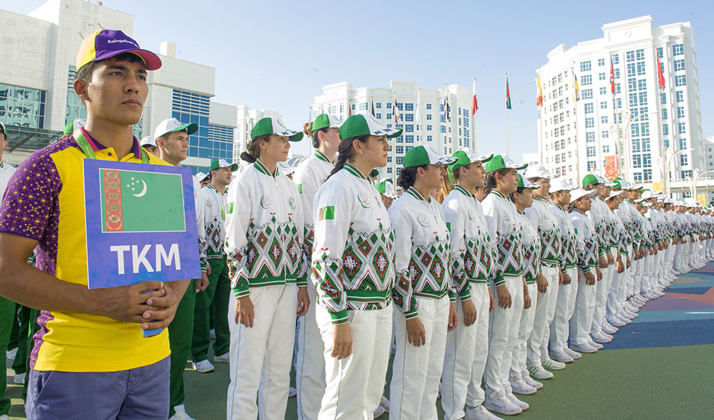 Flags of Turkmenistan, the Olympic Council of Asia and the countries, participating in the 2017 Asian Games raised in the Olympic Village 