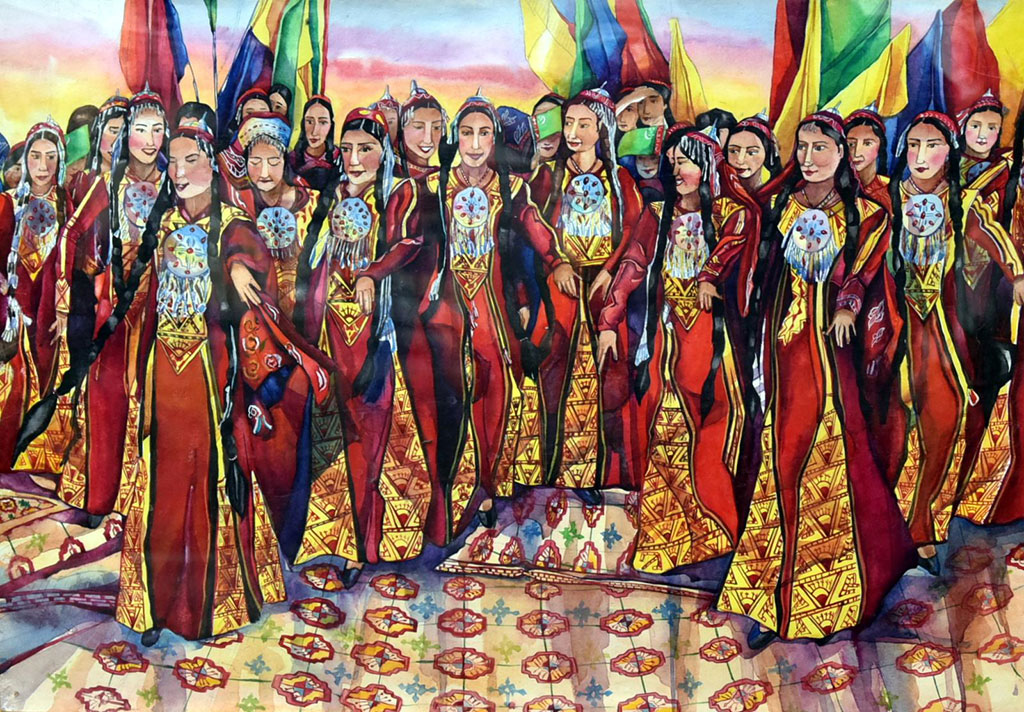 The jury of the prestigious international competition evaluates drawings of Turkmen schoolgirls 