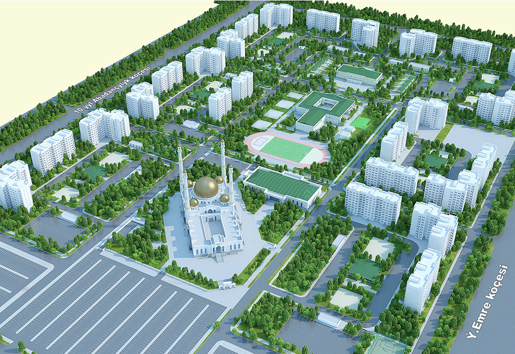 The President of Turkmenistan inspects the realization of Ashgabat urban construction programme 