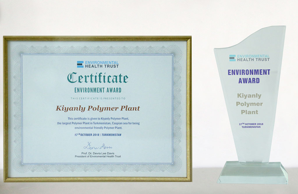 Innovativeness  and ecological compatibility of the polymer complex in Kiyanly are recognized by international certificates