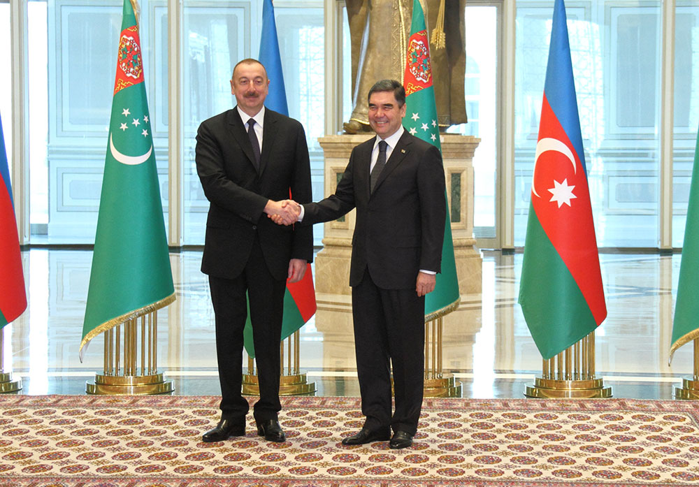 The official ceremony of meeting of President of Azerbaijan on the Independence Square