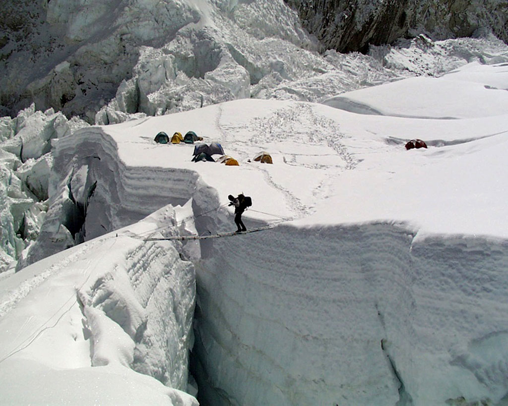 Flag of Turkmenistan is raised to the world's highest mountain - Mount Everest 