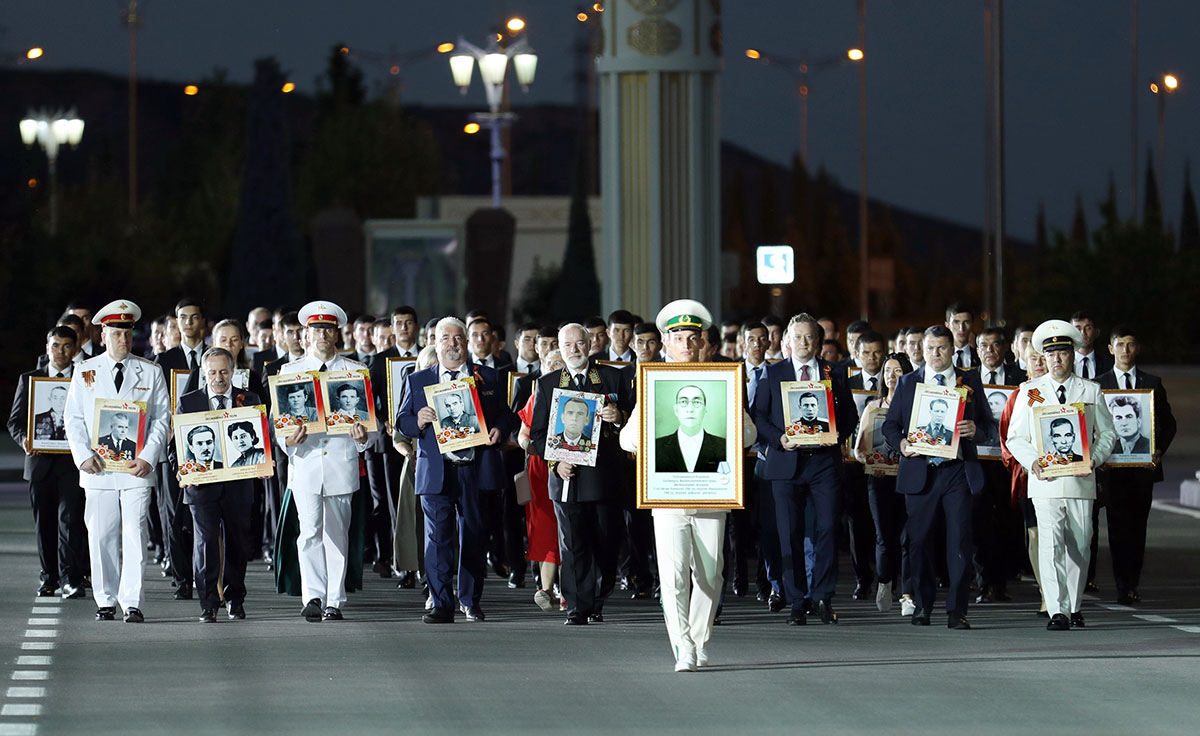 Events of occasion of the Great Victory: Combat flag of war time, military parade and march of immortal regiment