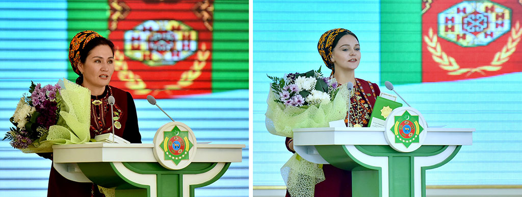 Aşgabatda tapawutlanan medeniýet, sungat we KHBS-niň işgärlerine hormatly atlary dakmak we baýraklary gowşurmak mynasybetli dabara boldy