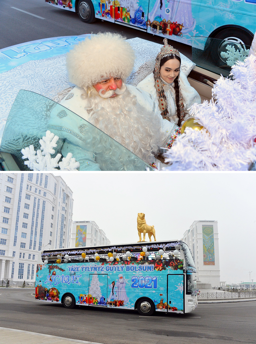 New Year’s Trees in Turkmenistan sparkle with lights